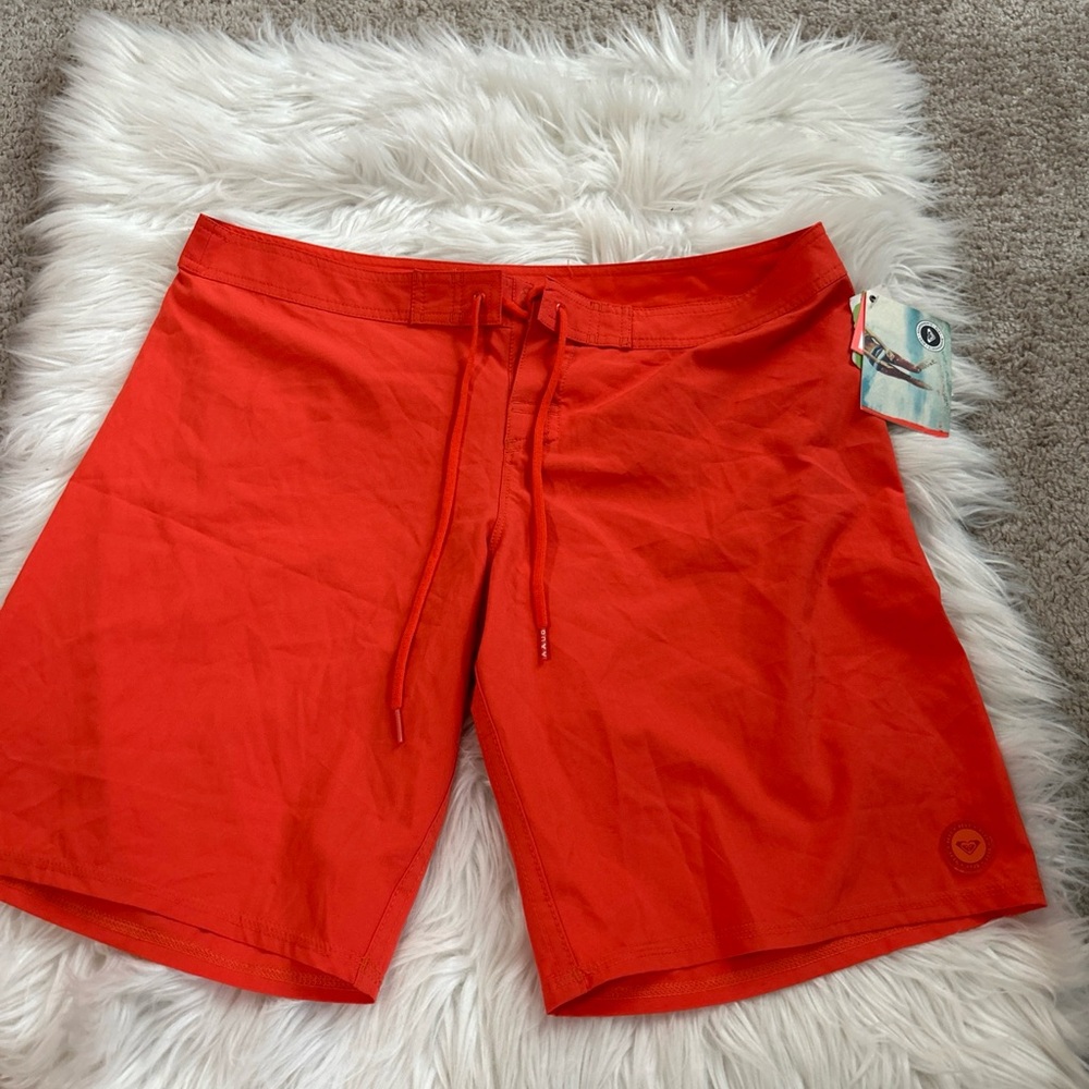 Roxy women’s Bright Red Athletic Swim Shorts with Drawstring